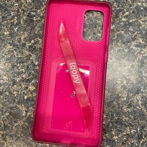 Samsung S20+ pink glitter loopy